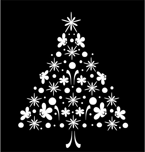 装饰白色圣诞树图片下载