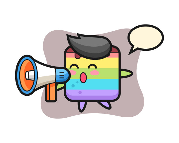 彩虹蛋糕人物拿着扩音器图片下载