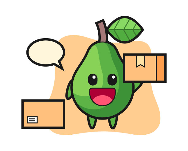 吉祥物牛油果快递图片下载