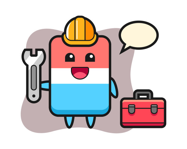 吉祥物卡通橡皮作为一个机修工图片下载