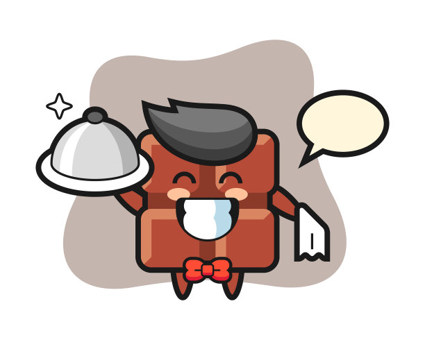 角色吉祥物巧克力棒作为一个服务员图片下载