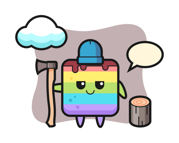 卡通人物彩虹蛋糕为伐木工图片下载