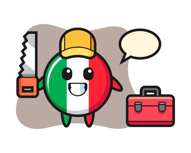 意大利国旗徽章人物为木工图片下载