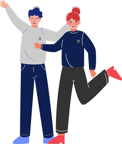 快乐的学生们一起摆姿势男孩和女孩图片下载