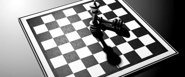 赢在象棋将军概念与黑白棋子3d渲染图片下载