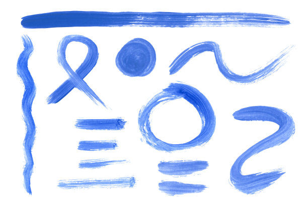 水彩笔触，笔触线条，手绘。孤立在白色背景上。图片下载