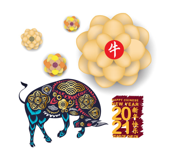 中国新年2021梅花年牛图片下载
