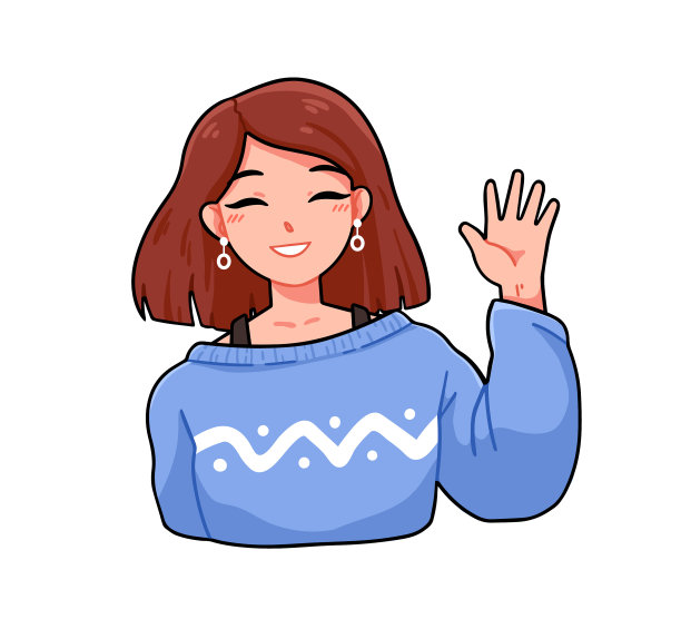 描绘快乐的女性动漫人物微笑图片下载