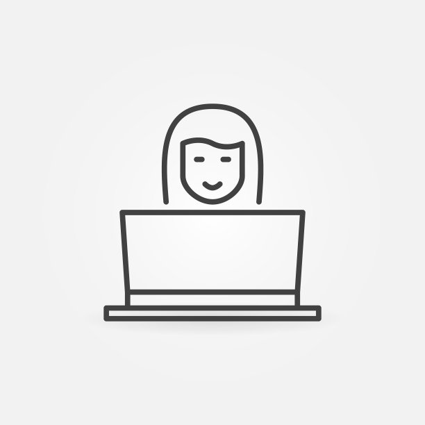 女人工作的笔记本电脑概念大纲图片下载