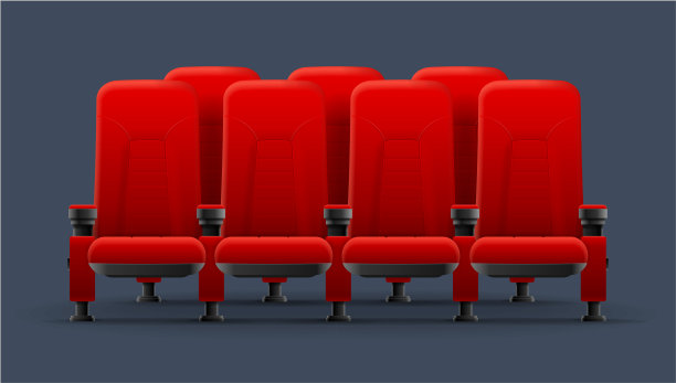 逼真的细节3d红色电影院椅子图片下载