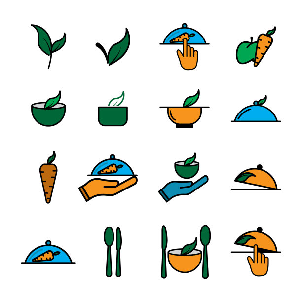 素食平面设置图标设计模板图片下载