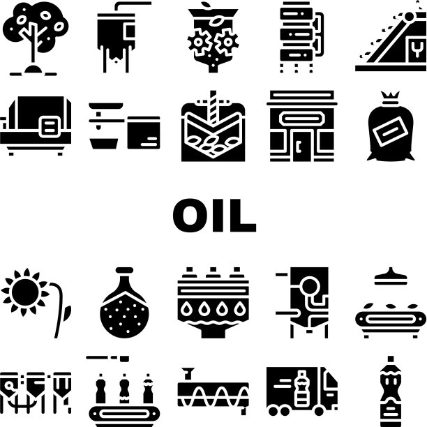 石油生产工厂收集图标集图片下载