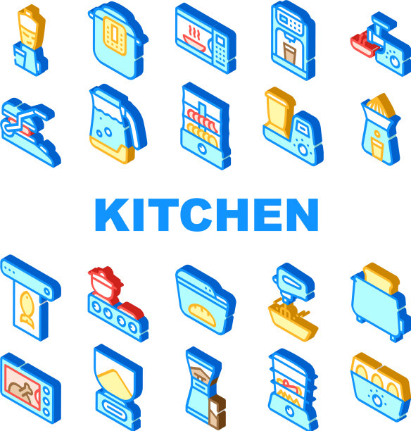 厨房电子产品收集图标集图片下载