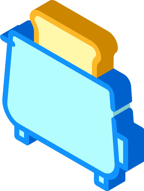 烤面包机炸面包的等距图标图片下载