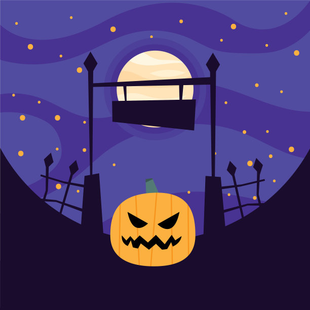 墓地里的万圣节南瓜漫画图片下载