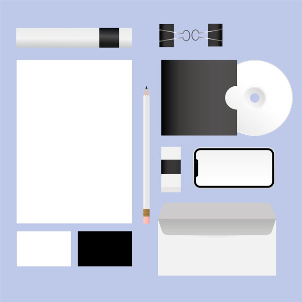 纸笔CD和信封设计模型图片下载