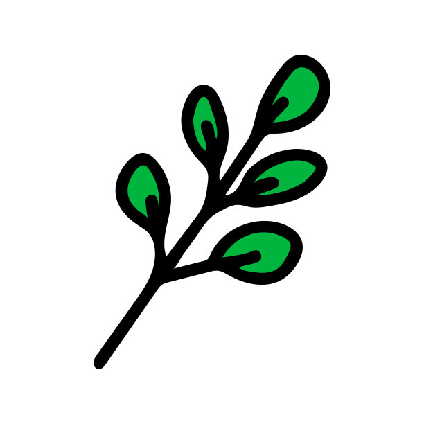 绿色树枝图标手绘在一张白色的图片上图片下载