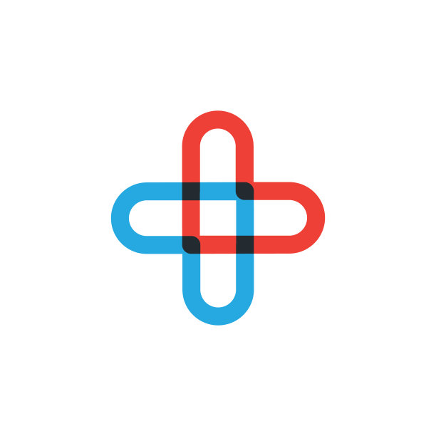 红色和蓝色的十字元素帮助图标业务图片下载