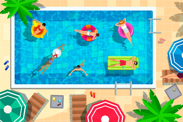 游泳池在俯视图图片下载