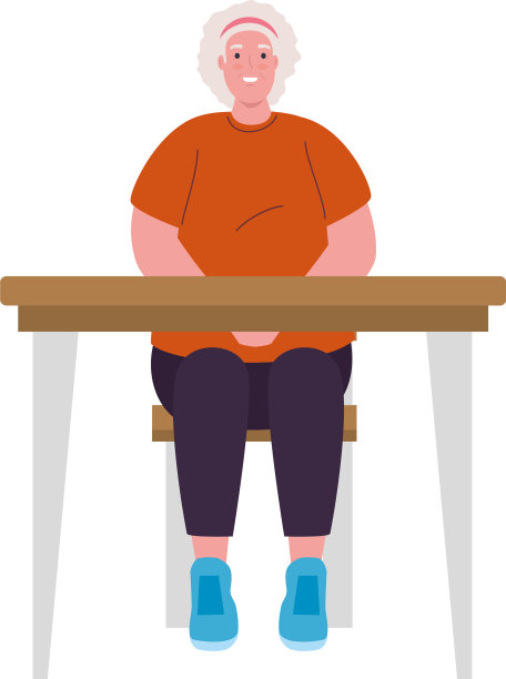 白色背景下的餐厅里有个可爱的老太太图片下载