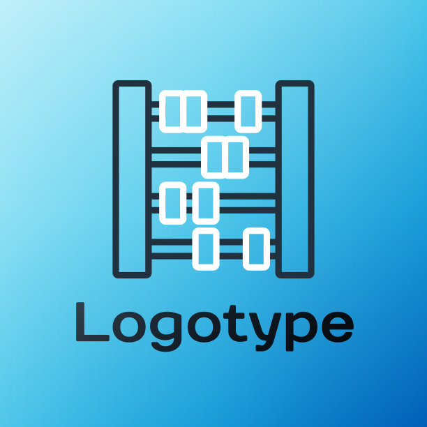 线算盘图标隔离在蓝色背景图片下载