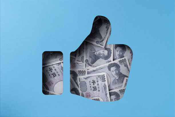 日圆堆在纸下，竖起大拇指的图标图片下载