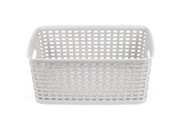 空的灰色塑料篮子孤立在白色图片下载