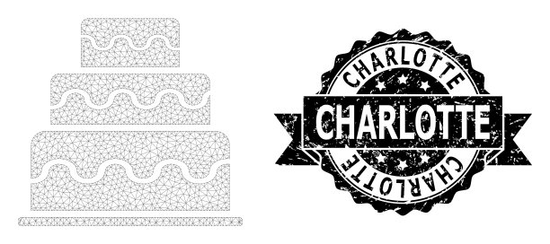 刻有夏洛特缎带印章和网格图片下载
