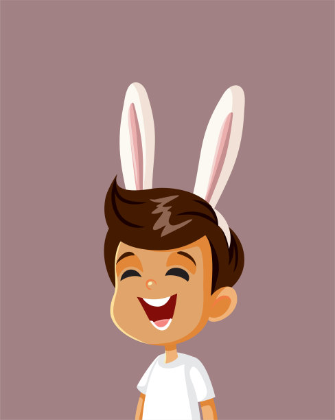 可爱的兔耳朵快乐男孩庆祝复活节图片下载