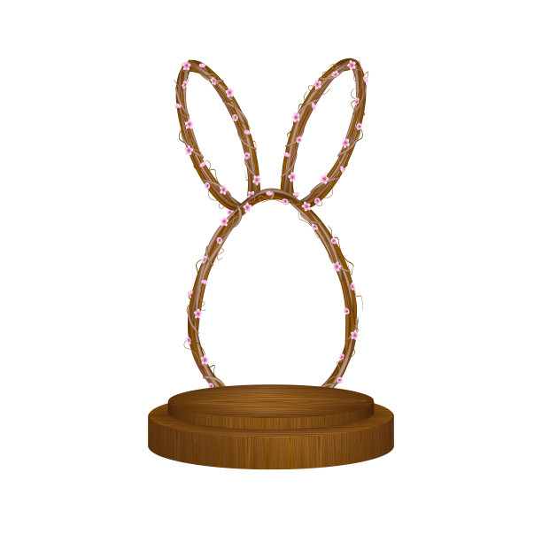 孤立的复活节讲台，蛋形框架和兔子耳朵图片下载