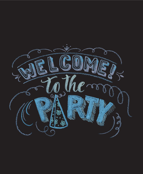 手绘粉笔字欢迎参加派对图片下载
