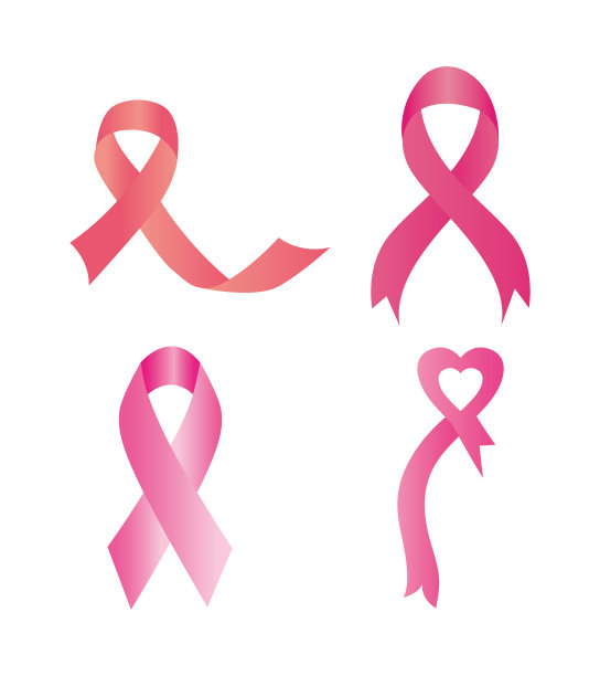 乳腺癌概念粉色丝带图标集图片下载