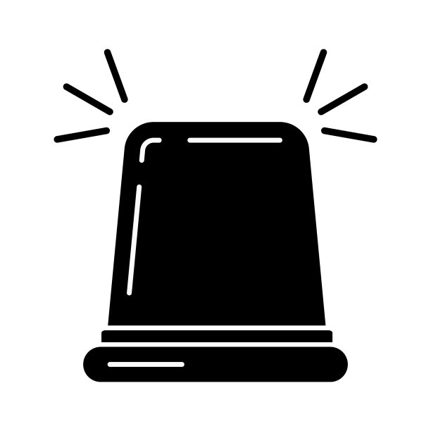 黑色火焰警报器剪影图标孤立图片下载