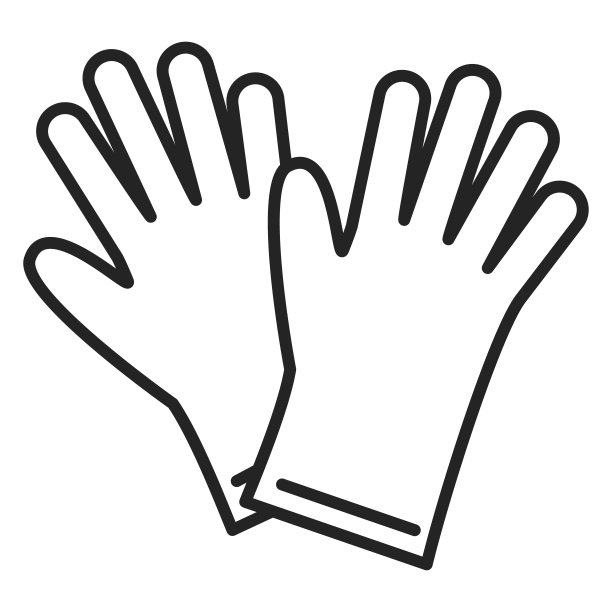 橡胶手套图标矢量隔离。概述了象征图片下载