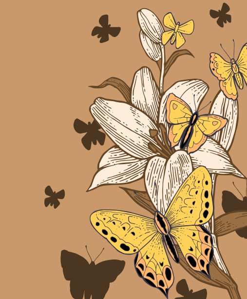 莉莉花。背景说明。手绘轮廓。园林植物的开花抽象工厂图片。向量图片下载