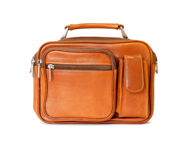 男士复古包在棕色复古风格孤立在白色背景图片下载