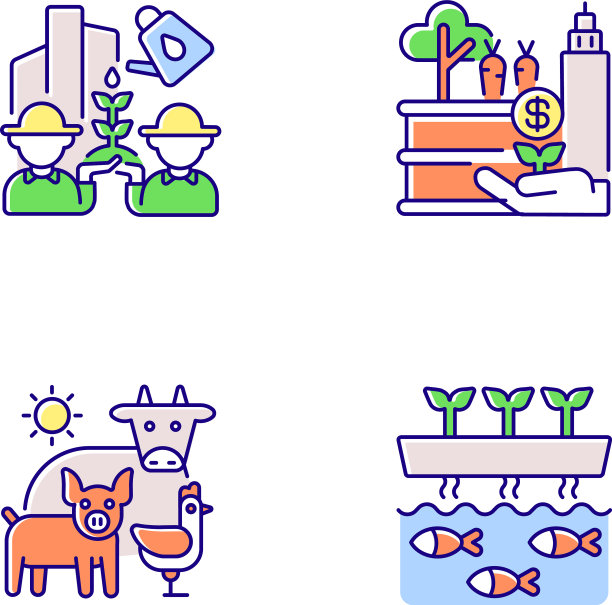 农业企业RGB颜色图标集图片下载