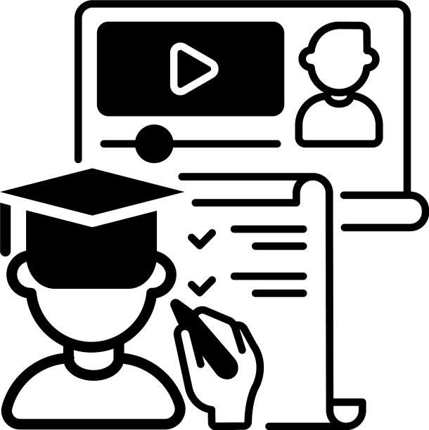 在线培训黑色线性图标图片下载