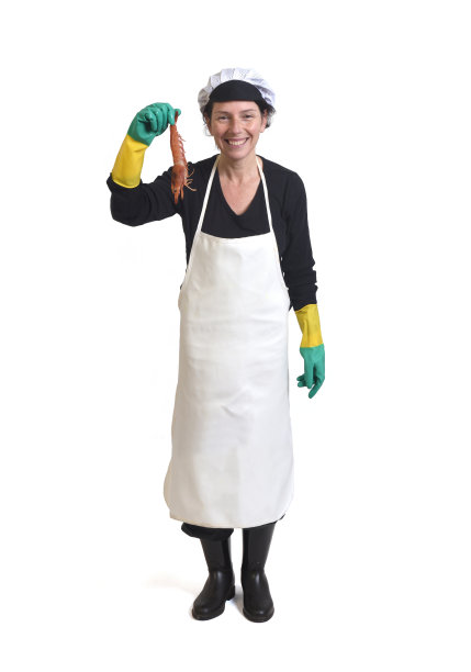 一个鱼贩的肖像在白色的背景图片下载