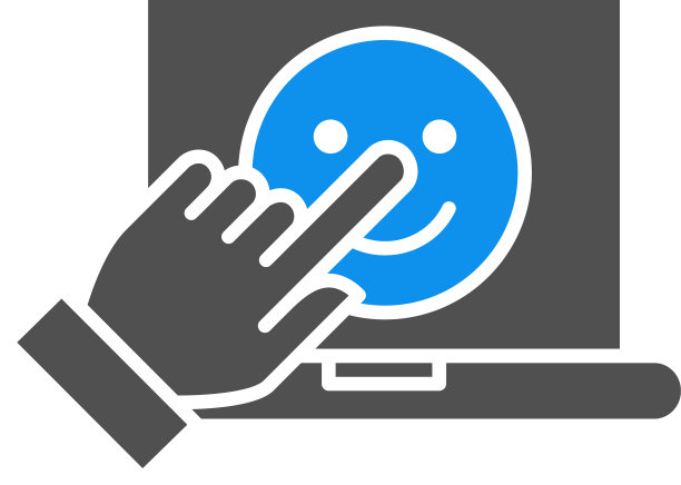 人类投票在笔记本电脑彩色图标快乐的脸图片下载