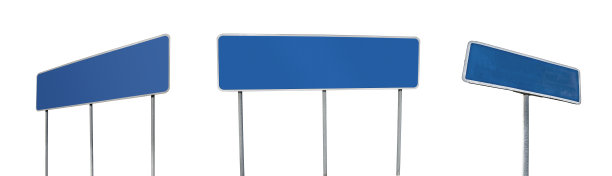空白的迹象。一组空的路标孤立在白色背景图片下载