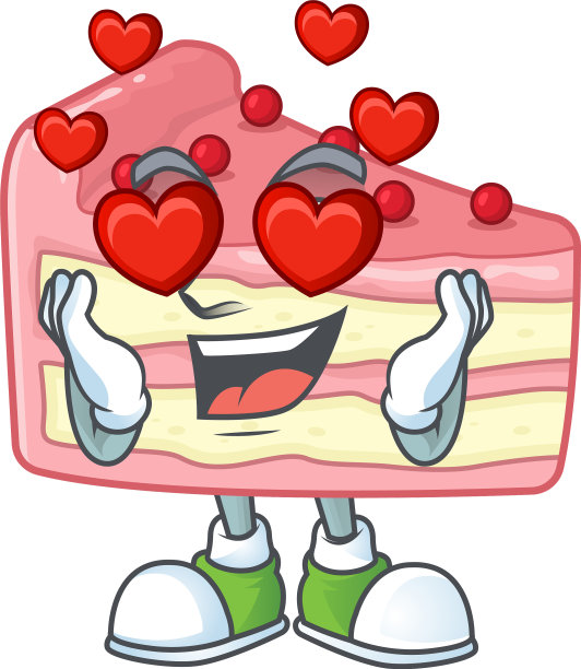 可爱的草莓片蛋糕卡通人物图片下载