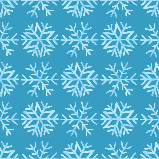 无缝模式与浅蓝色雪花在蓝色背景。圣诞水彩插图与雪花。印刷包装纸，卡片，横幅，海报，网络，织物，请柬。图片下载