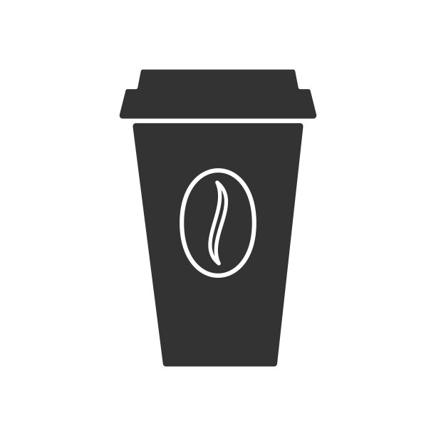 矢量图标杯咖啡与咖啡豆。纸杯标志模板。外卖食品的概念。插图孤立在白色背景上。平面设计。图片下载