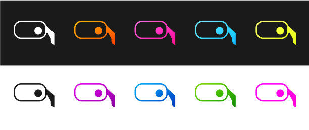 设置汽车后视镜图标孤立在黑色和图片下载