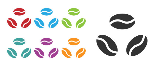 黑咖啡豆的图标孤立在白色图片下载