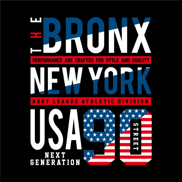 布朗克斯字体设计的t恤图片下载