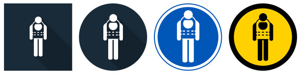 符号:在黑色背景上穿救生衣图片下载