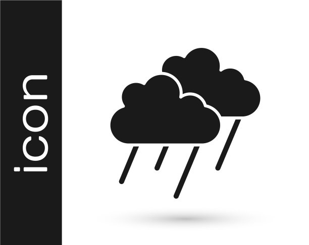 黑色的云与雨的图标孤立在白色图片下载