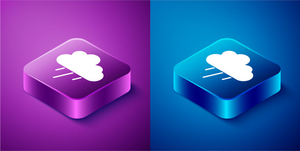 等距云与雨的图标孤立在蓝色图片下载